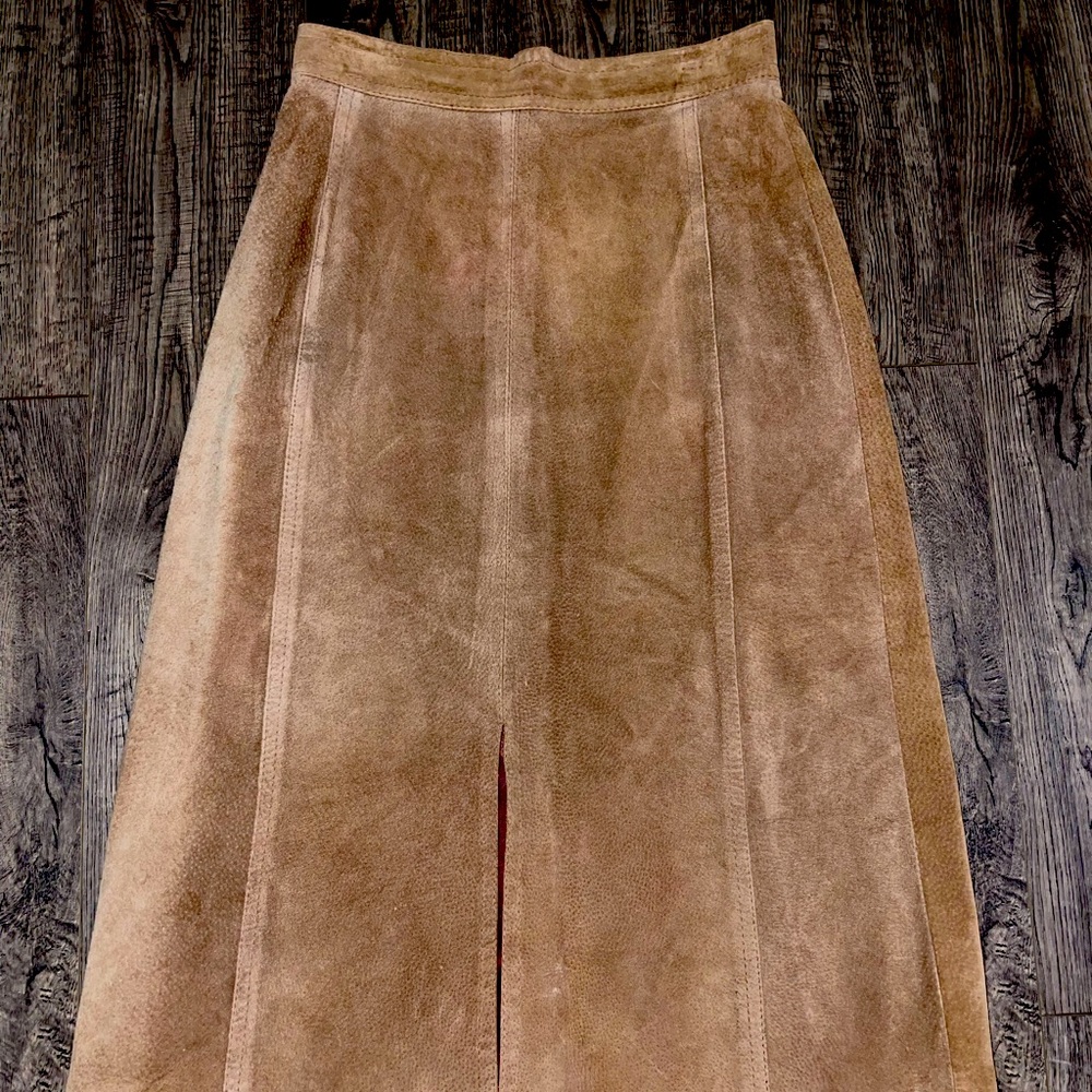 1970s Vintage Suede Leather Skirt Gassy Jack